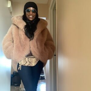 Luxurious Tan Faux Fur Coat